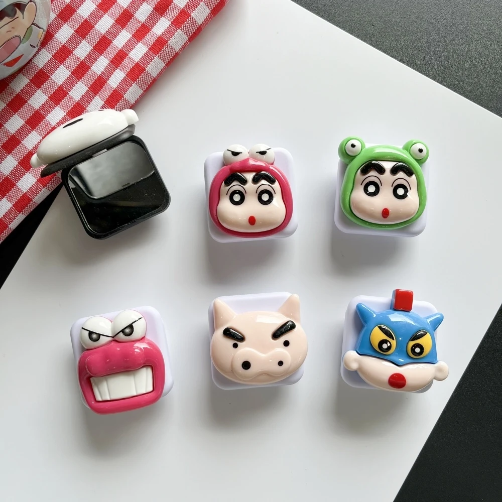 Crayon Shin-chan Cute Makeup Mirror Phone Holder Griptok Finger Ring Support For iPhone Samsung Cases Grip Tok Socket Bracket