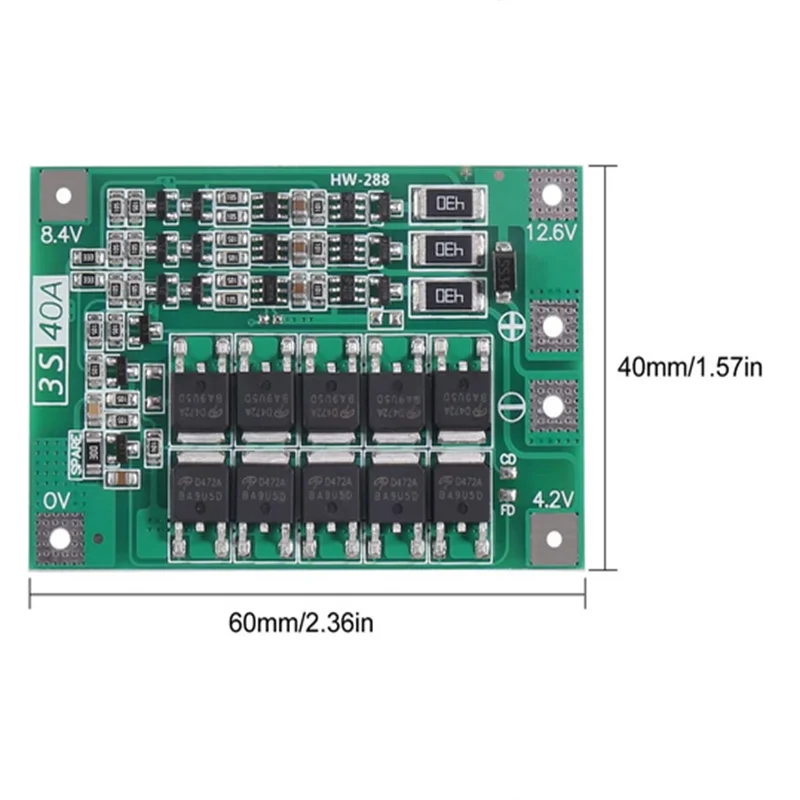 3pcs 3S 11.1V 12V 12.6V 60A 18650 Charger PCB BMS Protection Board with Enhance Li-ion Lithium Battery Charger Lipo Cell Module