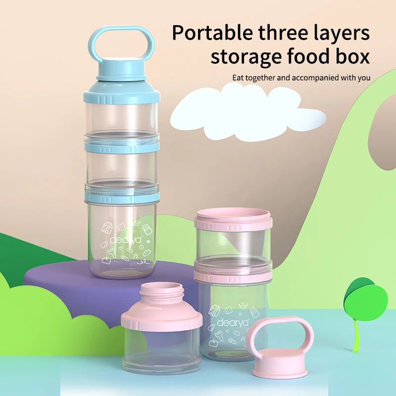 

Baby's Portable Milk Powder Box Three-layer Independent Layered Baby Food Storage Box for Baby Kids