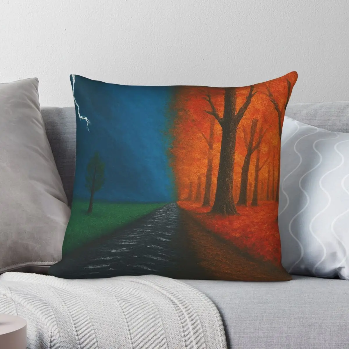 Storm And Fire Pillowcase Polyester Linen Velvet Creative Zip Decorative Home Cushion Cover