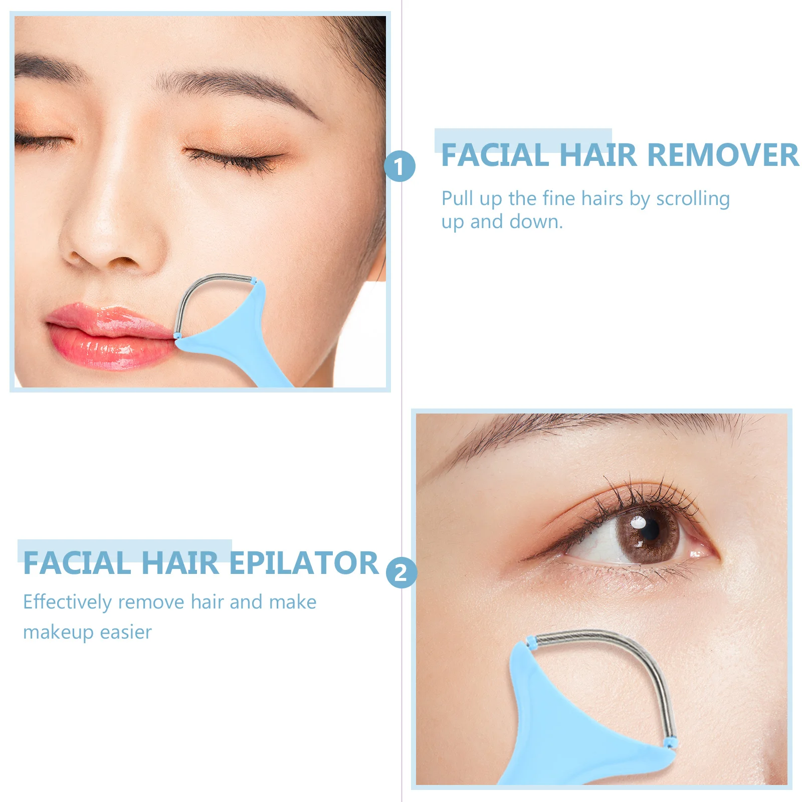 คู่มือ Facial Hair Remover เครื่องโกนหนวดฤดูใบไม้ผลิสีสุ่มการออกแบบเกลียวเดี่ยวเครื่องกําจัดขนแบบพกพาสําหรับหน้าผากแก้ม Lip Chin ปลอดภัย