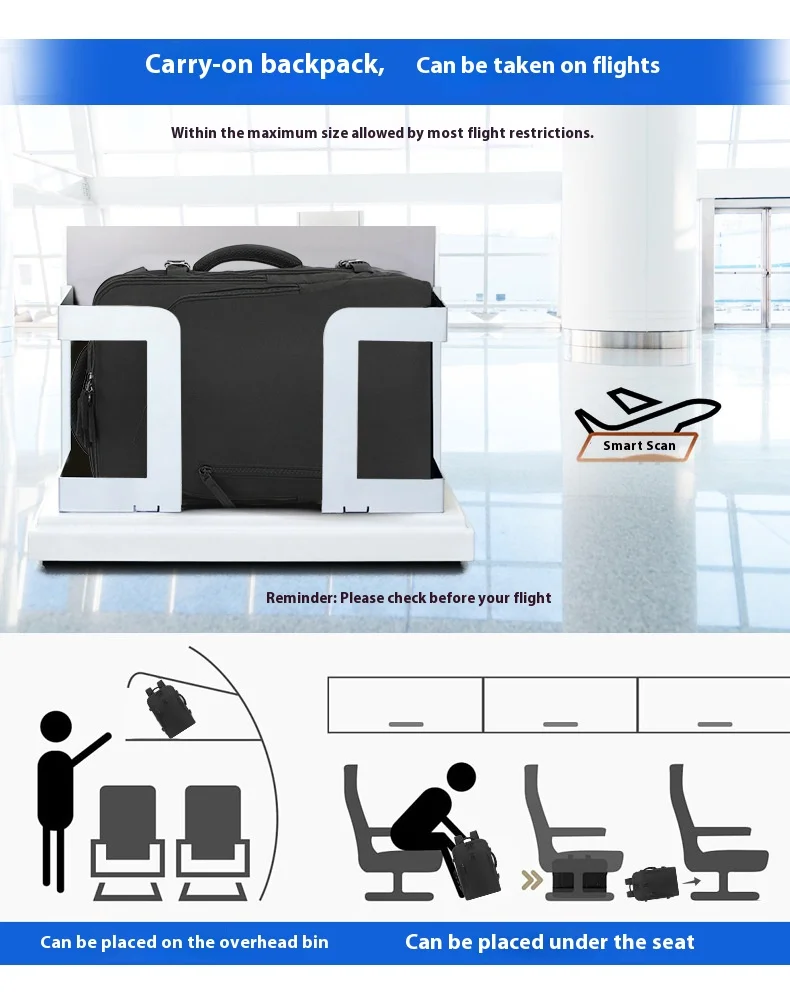 حقيبة ظهر للسفر، حقيبة ظهر محمولة سعة 40 لترًا، يمكن أن تحمل أجهزة الكمبيوتر المحمولة مقاس 16/17 بوصة، وحجرة كمبيوتر مستقلة، مع شحن USB #6