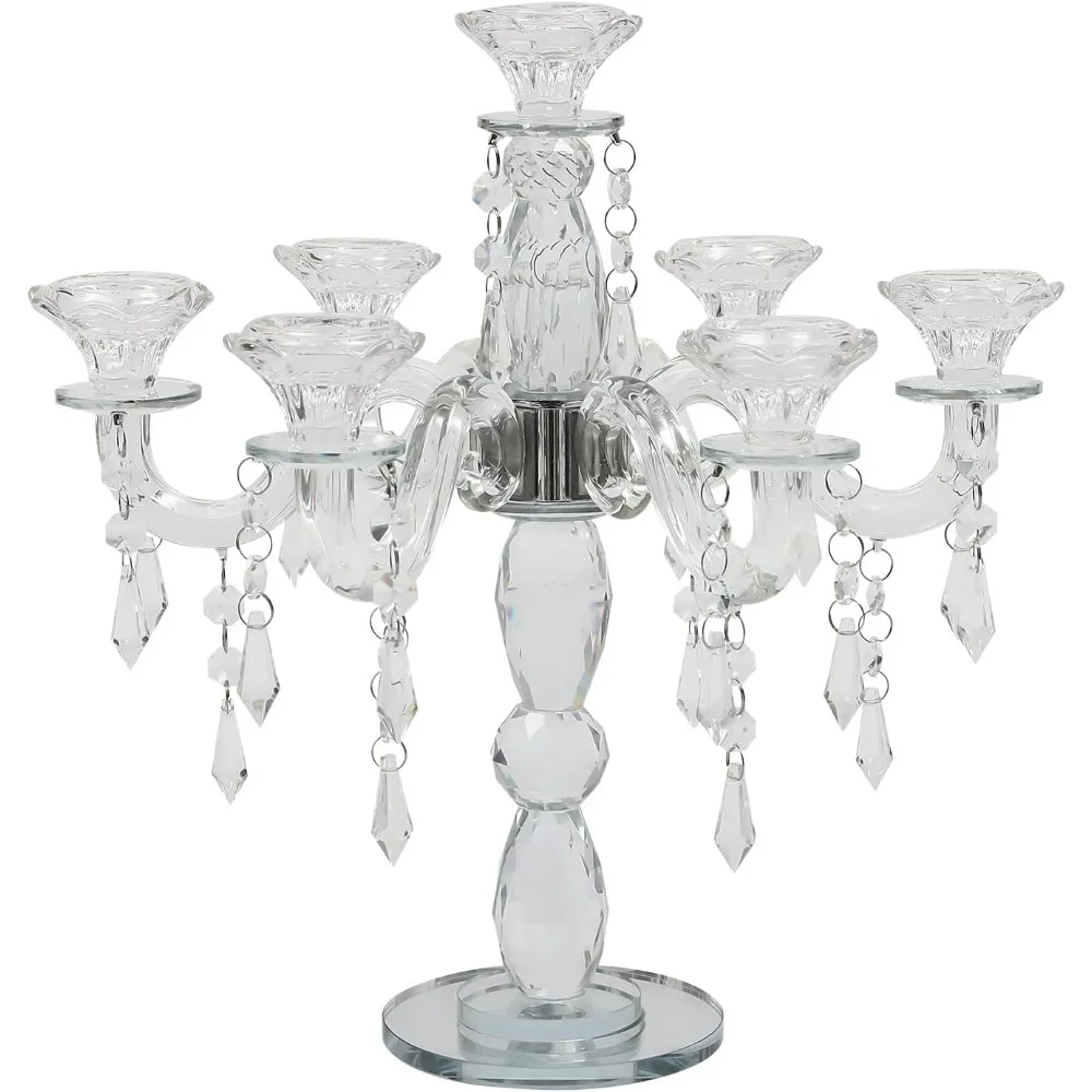 

Crystal Candelabra Candle Stand 7-Arm Clear Crystal Candelabra Candlestick Tall Candle Holder for Wedding Party Decor