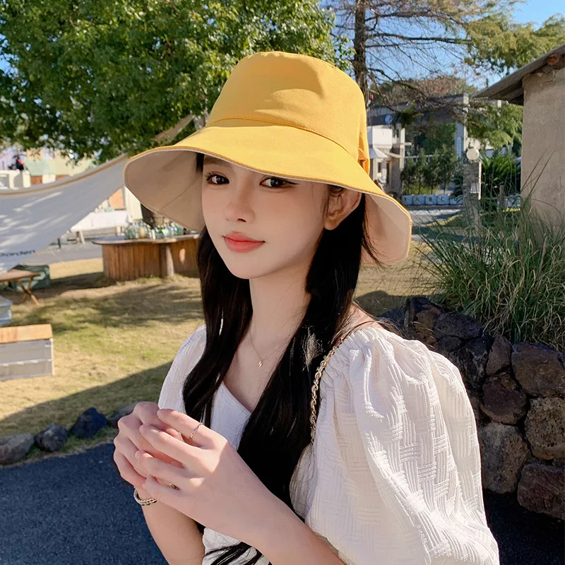 

2023 Hat Women's Summer Korean Style New Beach Bowknot Fisherman Hat Sunscreen Hat Sun Hat Wholesale