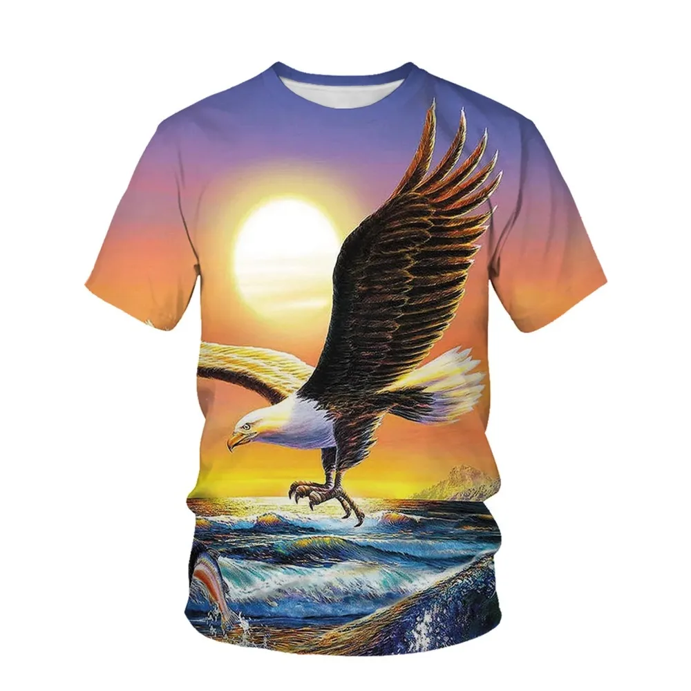 

Leisure Summer Printing T-shirt Short Sleeve Round Neck Men's Top Men's Eagle 3d Digital Printing T-shirt