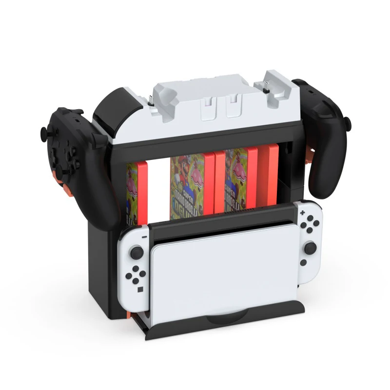 Organizador de almacenamiento universal para interruptor 2/OLED/soporte de interruptor para tarjetas de juego/discos/dock de TV/consola/remallera de almacenamiento de controlador