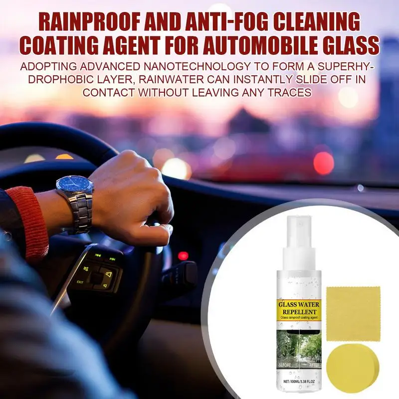 

Glass Spray Coating Agent 100ml Water-Blocking Car Glass Long-Lasting Hydrophobic Spray Motorways City Streets Automotive