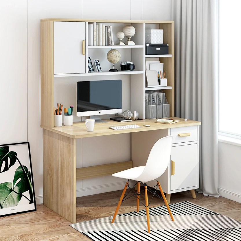 Desk bookshelf combination Nordic computer desktop table Home student bookcase integrated simple bedroom learning desk