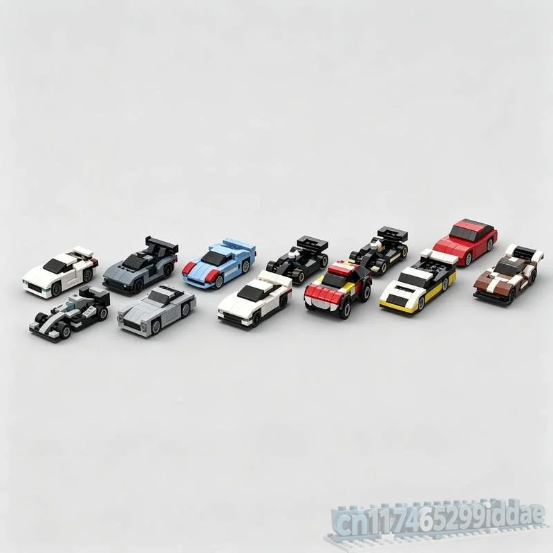 1145PCS Random Car Bundle MOC Vehicle Model Set Custom Puzzle DIY Assembly Building Blocks Racing Cars Collection Display Gift