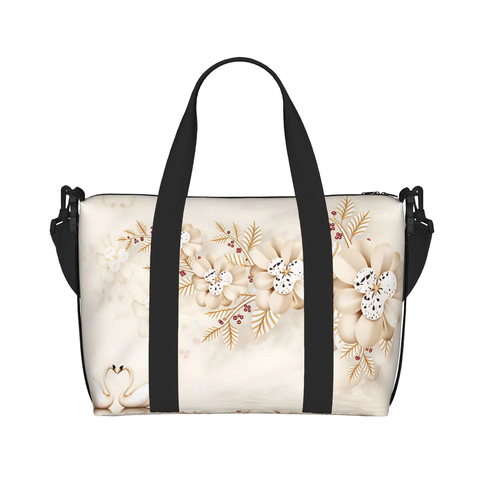 Custom Fashion Trend 3D Flowers Tote Bag Women Large Capacity Luxury High 3D Floral Gym Beach Shoulder Travel Bag