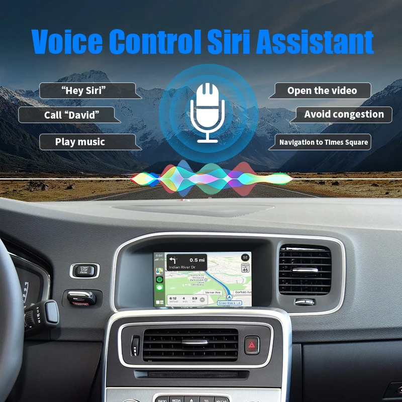 CarPlay اللاسلكي لفولفو 7 ''S60 S80 XC60 V60 V40 S60L 2015-2019 سيارة اللعب أندرويد صندوق السيارات مرآة الرؤية الأمامية كاميرا خلفية