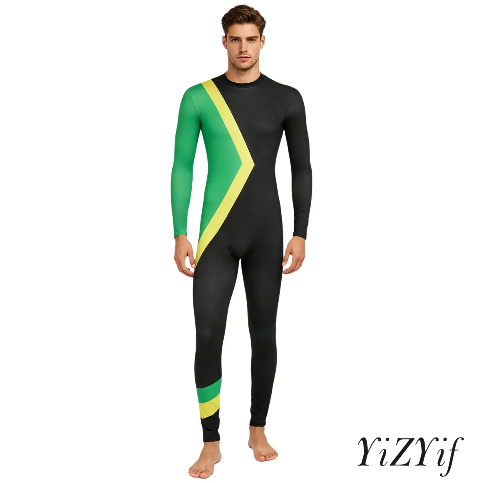 

Unisex Men Women Ice-skating Bodysuit Cosplay Costume Long Sleeve Back Invisible Zipper Full Body Gymnastics Dance Jumpsuit