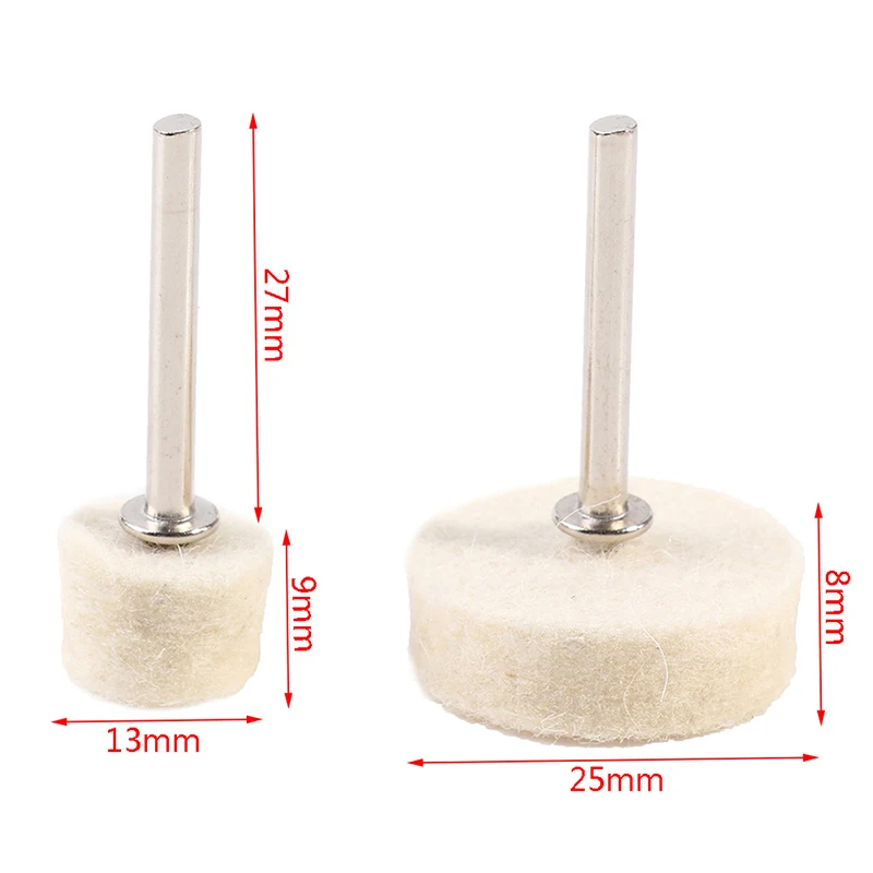 10PCS Grinding Polishing Buffing Round Wheel Pad Wool Felt +1Rod 3.2mm Shank Metal Surface For Dremel Rotary Tools New