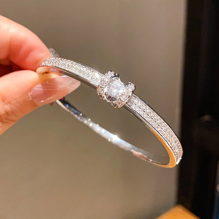 ZAKOL New 18K Gold Color Plated Shiny Cubic Zirconia Bracelets for Women Luxury Sparkling Crystal Versatile Jewelry Gift image 3