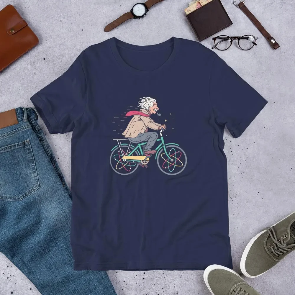 Albert Einstein-Camiseta de bicicleta, camiseta de ciencia, camiseta de física atómica, ropa para hombre, Top cómodo y transpirable
