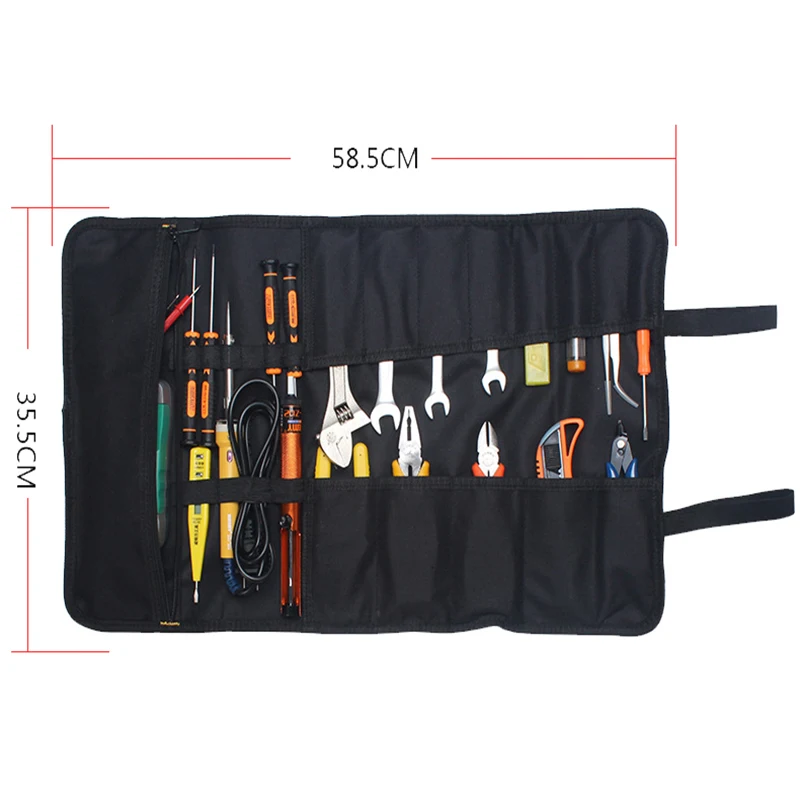 Multifunction Roller Tool Bags Oxford Canvas Practical Handles Bags Chisel Electrician Carrying Toolkit Instrument Package