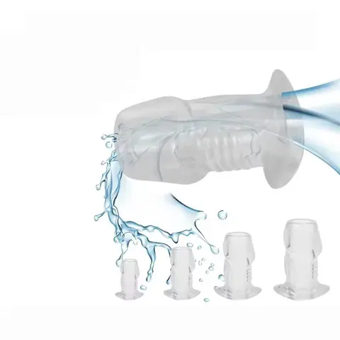Hollow Anal Plug With Cap TPE Soft Anal Dilator For Enema And Peeping Leak Proof Design Four Sizes For Adults