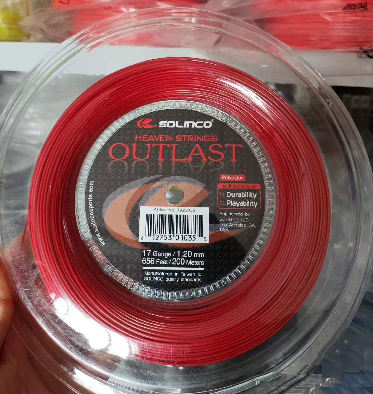 11.7 متر/القطعة مقياس 1.20 مللي متر Solinco OUTLast جولة هجوم مطاطا البوليستر سلسلة التنس الصلبة