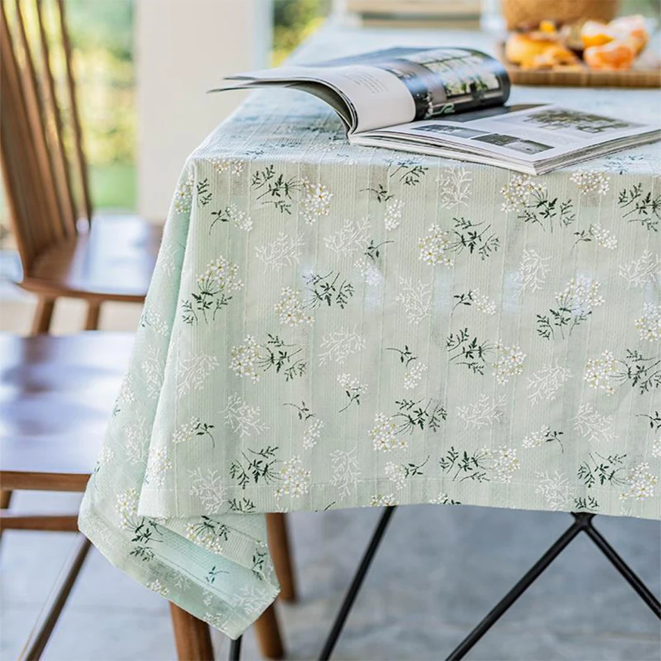 Kleines Gänseblümchen-Tischtuch aus Baumwolle im koreanischen Stil, Teetischdekoration, rechteckige Tischdecke für Küche, Hochzeit, Esszimmer – Detail 14