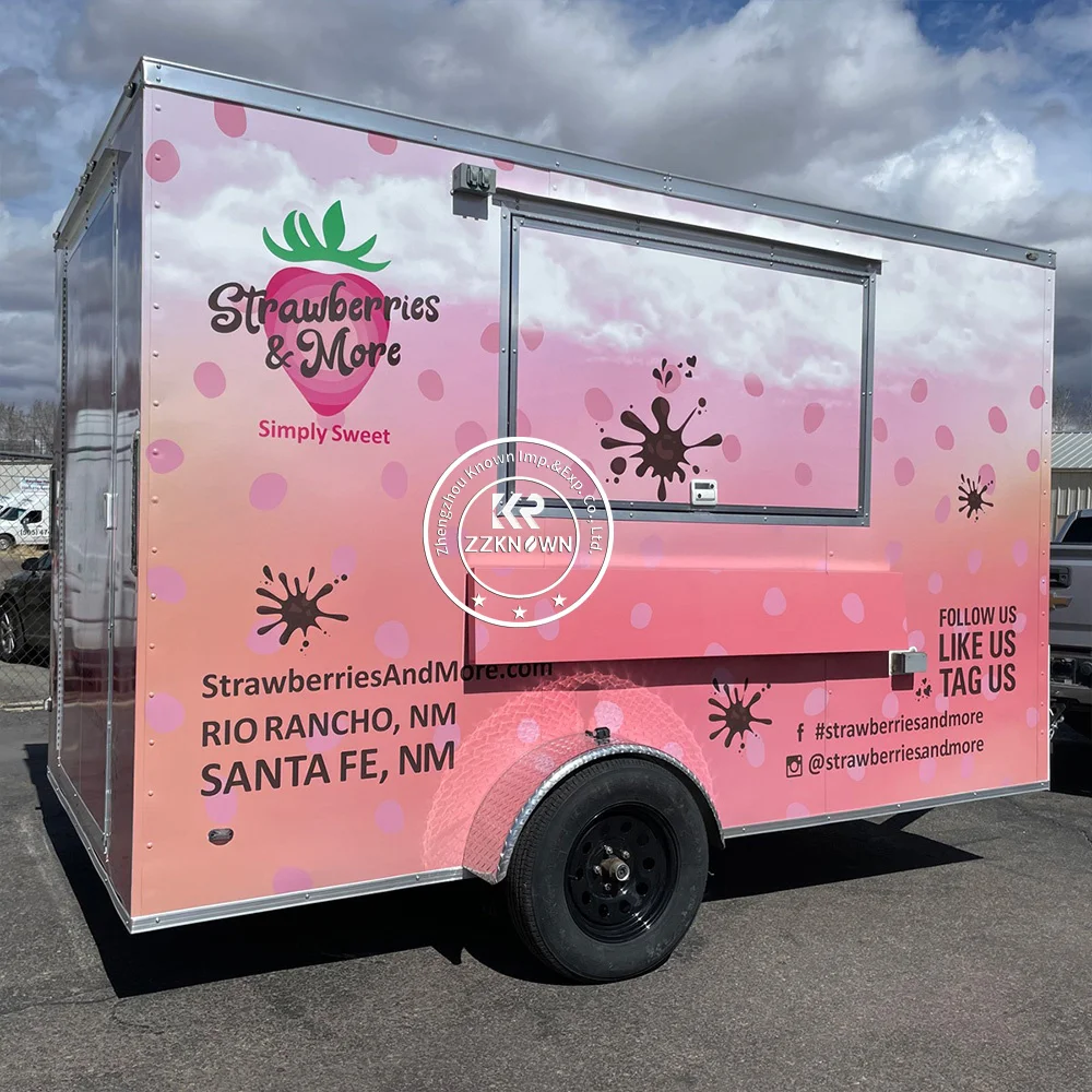 Outdoor Sale vierkante vrachtwagenwagen met volledige keukenapparatuur, commerciële schuifwagen te koop VS, mobiele voedseltrailer