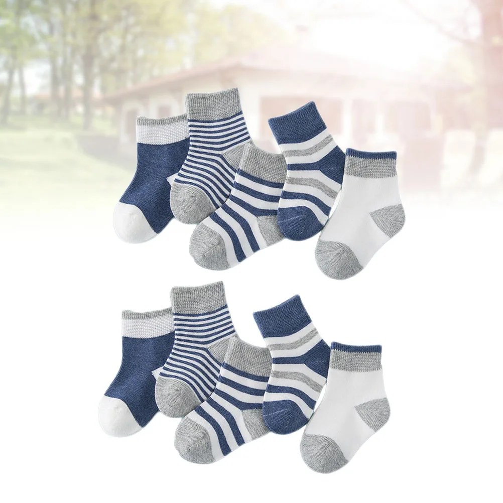 

5pcs Baby Socks Cotton Kids Newborn Soft Breathable Anti-Slip For 1-3 Year Dark Blue Mixed Styles Toddler Unisex Socks