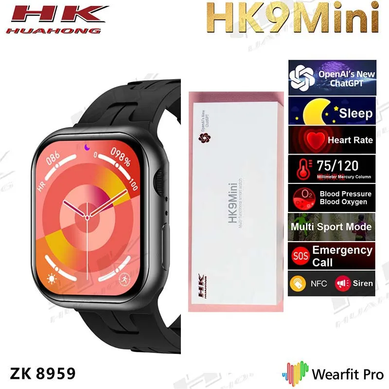 

New Smartwatch Bluetooth Talk Women Sport Watch 1.75" 41mm ChatGPT Compass NFC Music Heart Rate Sport Men Smart Watch HK9 Mini