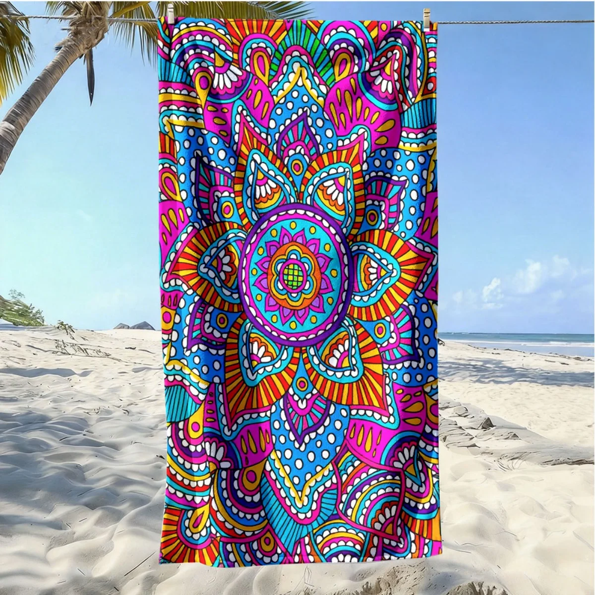 1Pc, Colorful Bohemian Patterned Beach Towel, Super Absorbent and Lightweight Beach Towel - Sand-Free, Quick-Drying Towel, Soft Microfiber, Suitable for Various Settings Such as the Beach, Swimming Pool, Gym, Bathroom, Camping, and Travel.