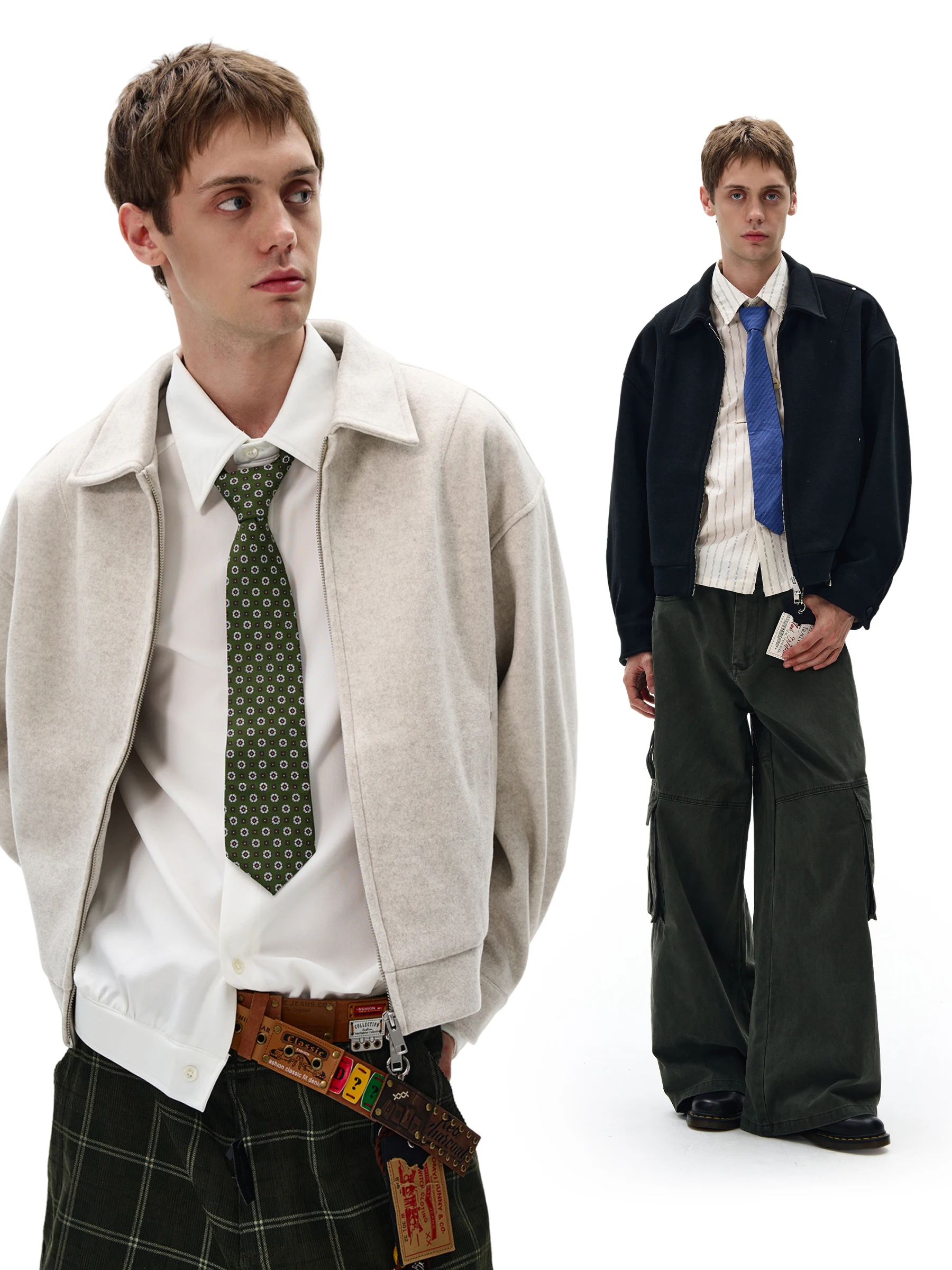 

MADWITCH American Sle Retro ort Woolen Jaet ex Casual Cleanfit Open Cardigan Outerwear Polyester Fiber Long Sve