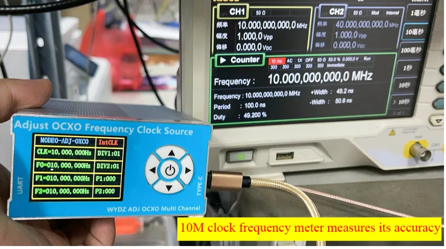 10M 0.1ppm OCXO Adjustable Frequency Standard 2.5K-200M Clock Source Module w/ SMA Female Connectors +LCD + PC software