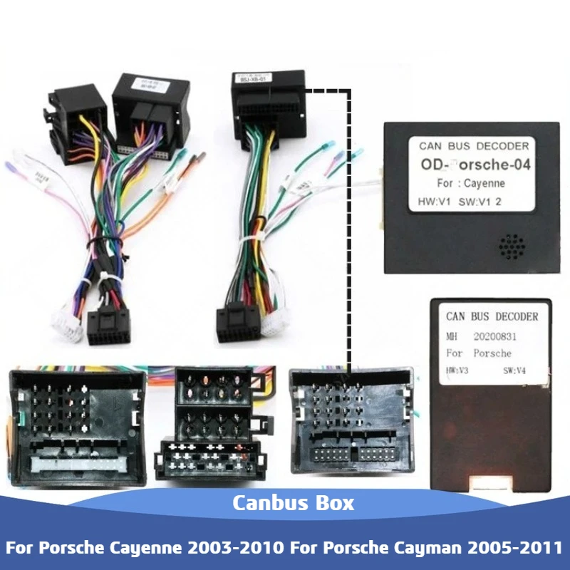For Porsche Cayenne 2003-2010 For Porsche Cayman 2005-2011 ﻿Car Stereo Power Wiring Harness Cable Adapter With Canbus Box