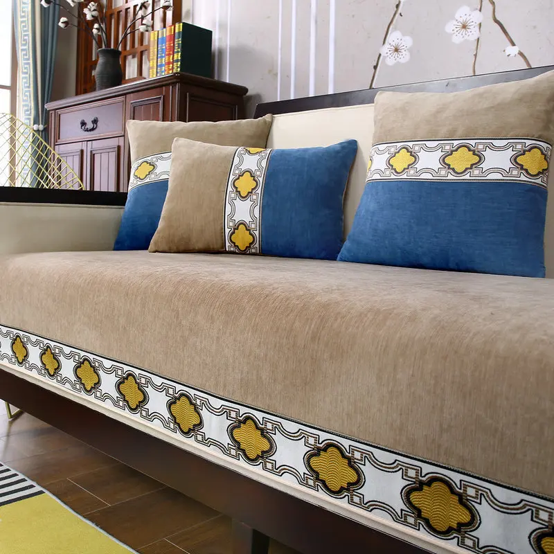Gem Series New Chinese Style Chenille Sofa Cover Towel Thicken Non-slip Fashion High Grade Sectional Sofa Cover For Living Room