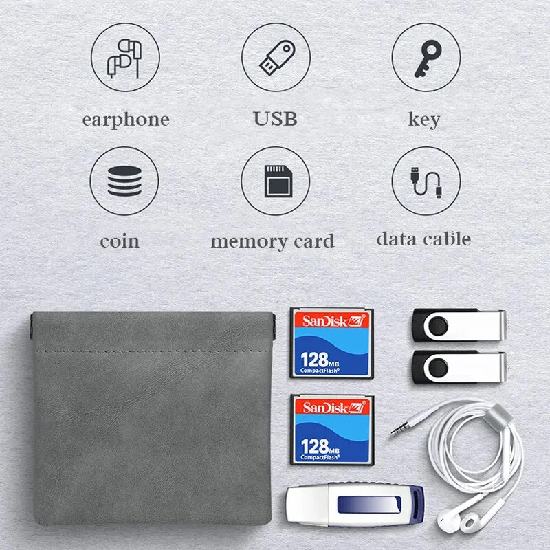 Coins Earphone Pouch Waterproof Dustproof USB Memory Card Organizer Bag Key Data Cable Storage Pocket Cosmetic Bag