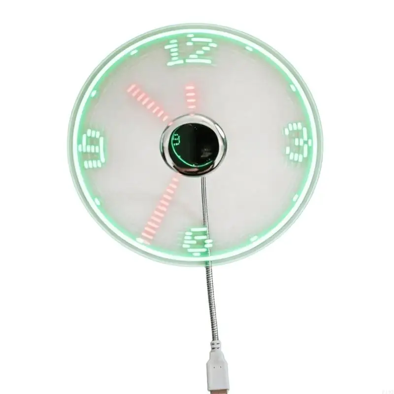 USB Clock Fan With Intelligent LED Display Shows Real Time Adjustable Speed For Office And Home Use F19E