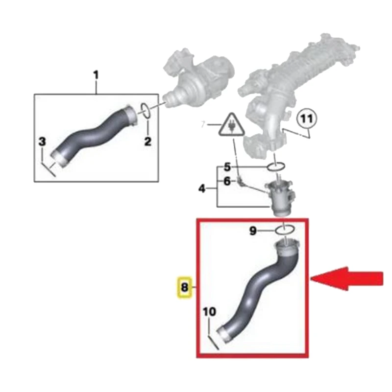 

11617810615 резиновый шланг для турбокомпрессора для Bmw F10 F11 F07 518D 520D 525D 525DX Intercooler воздухозаборная надувная трубка