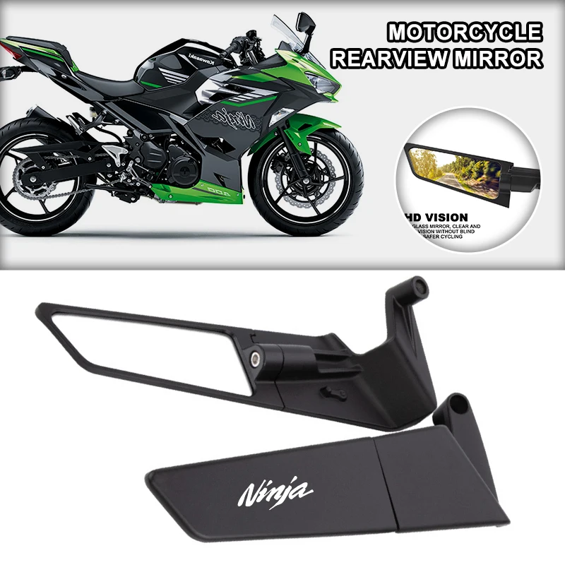 Adjustable Motorcycle Wind Wing Stealth RotateSide View Mirror For NINJA Kawasaki NINJA125 250 300 NINJA400 NINJA500 NINJA650 H2