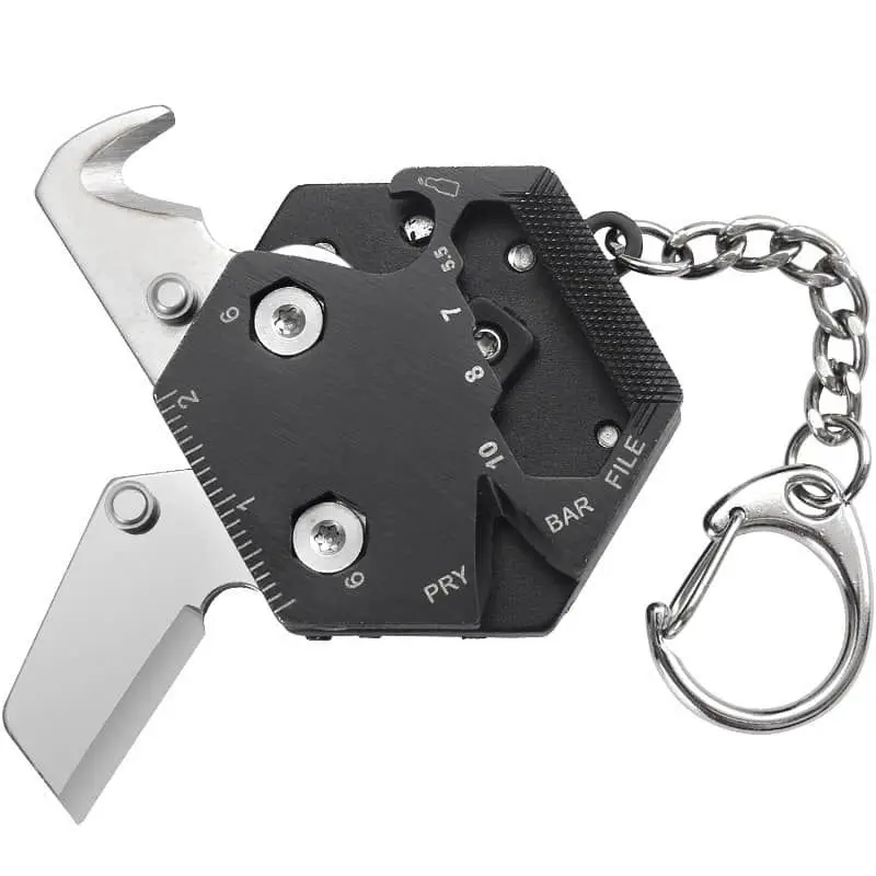 Outdoor Multifunctional Keychain Screwdriver Stainless Steel Hexagon Coin Knife EDC Tool Hexagon Folding Coin Knife Camping Tool
