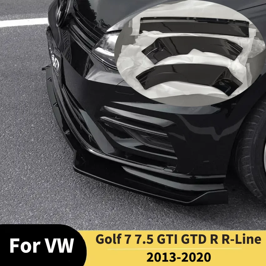 

For VW Golf 7 7.5 GTI GTD R R-Line 2013-2020 Maxton Style Gloss Black Front Bumper Splitter Lip Bumper Diffuser Spoiler Guard