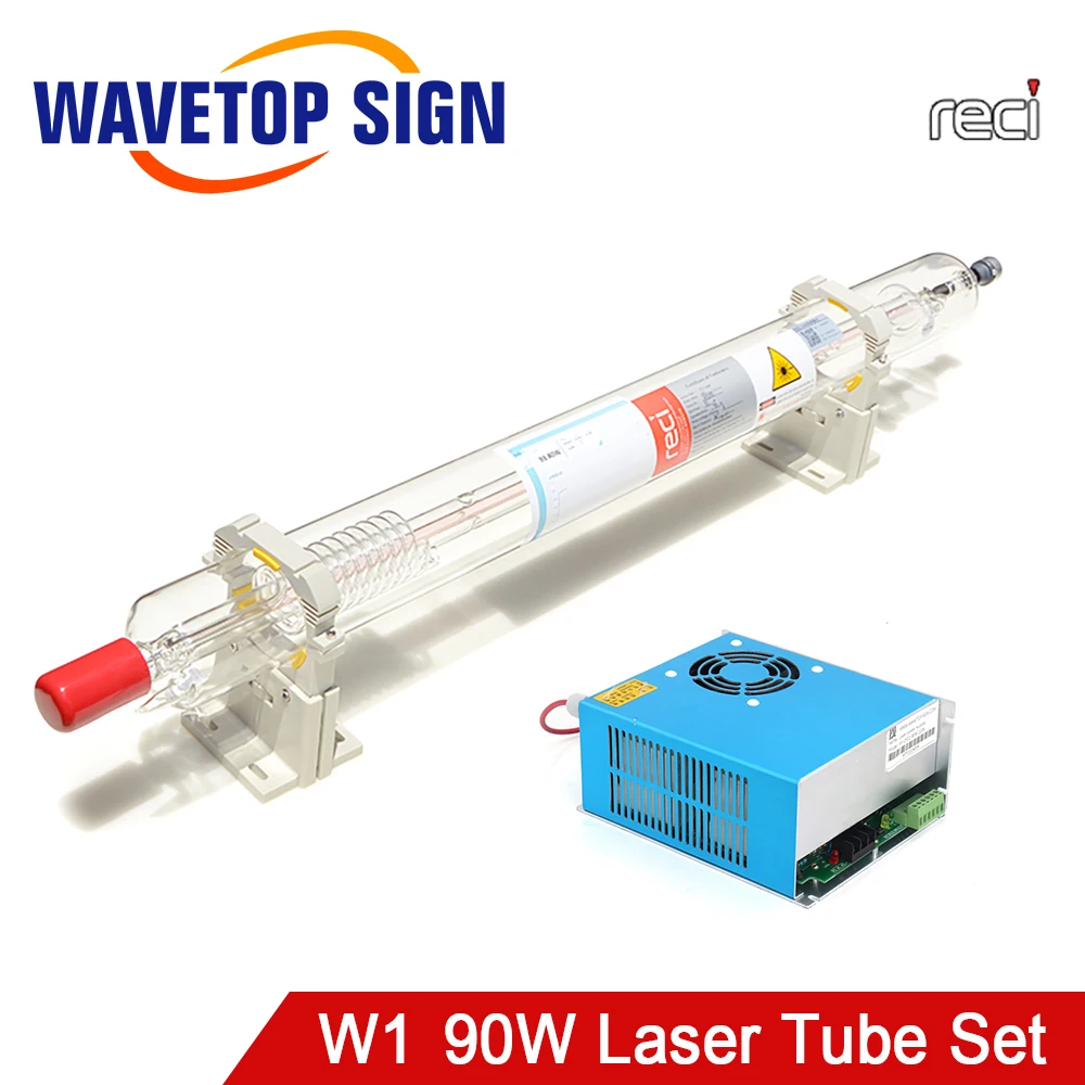 RECI Laser Tube W1 75W + Laser Power Supply DY10 CO2 Laser Tube 80W Length 1050mm Dia.80mm use for CO2 Laser Marking Machine