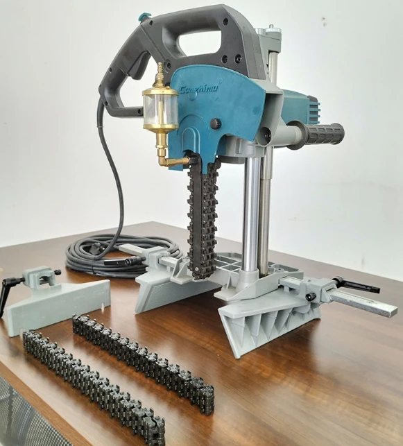 17Cm portable woodworking drill press with chain saw, drawing motor for square and mortise woodworking drilling tasks