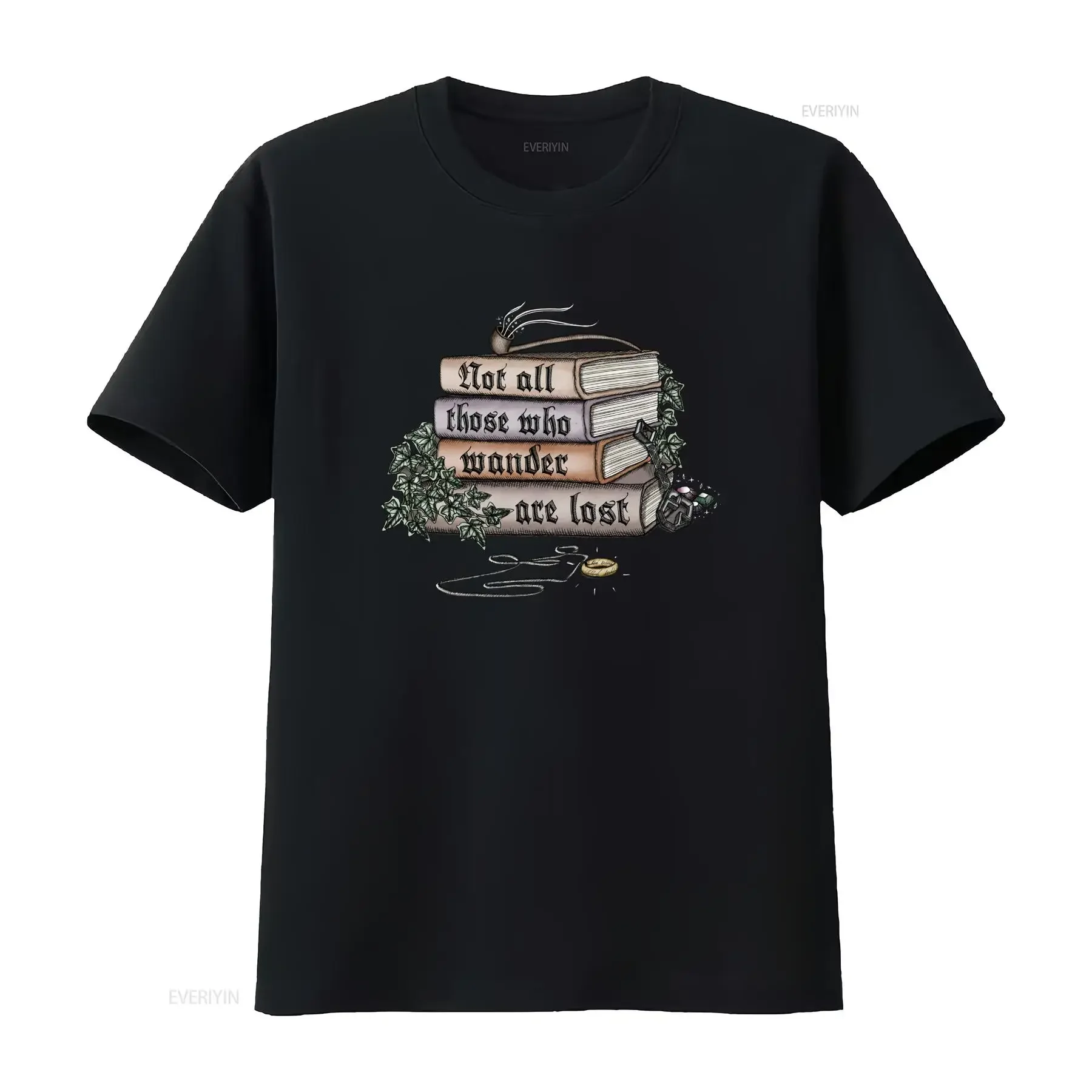 Not All Those Who Wander Are Lost Fantasy Middle Earth Book Stack Lightweight Tri Blend T Shirt vintage Washed vintage Washed