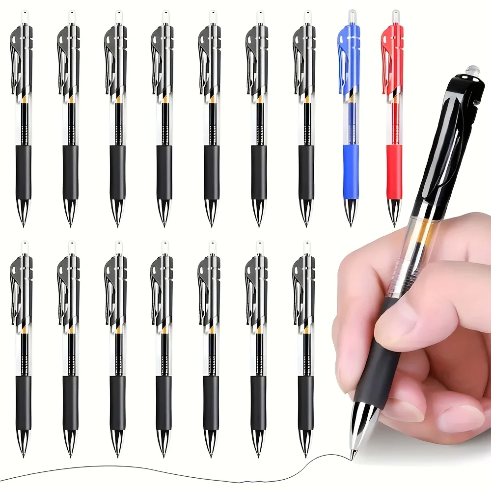 10 قطع من أقلام الجل القابلة للسحب، حبر أسود وأحمر 0.5 مم، كتابة سلسة، أقلام حبر جاف، لوازم مكتبية وأدوات مكتبية للعودة إلى المدرسة #2