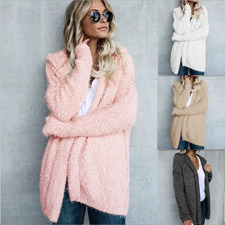 

2025 Autumn and Winter Hooded Cardigan Loose Warm Top Jacket Women's Clothing Europe and America