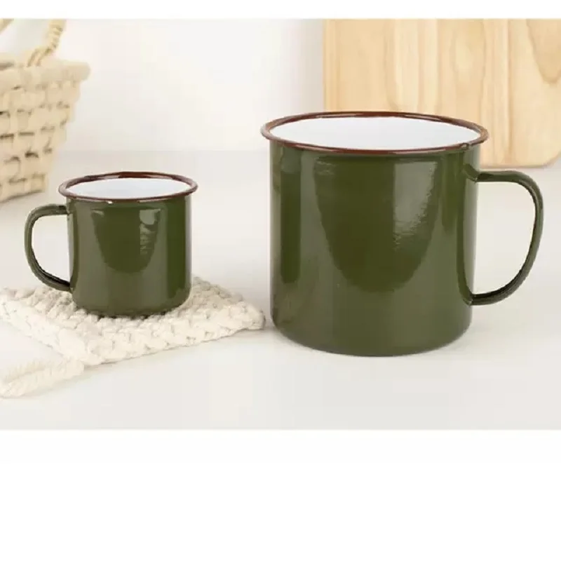 Army Green vintage Enamel Mug Forces Military Coffee Mug Tea old Chinese Mug Office Mug