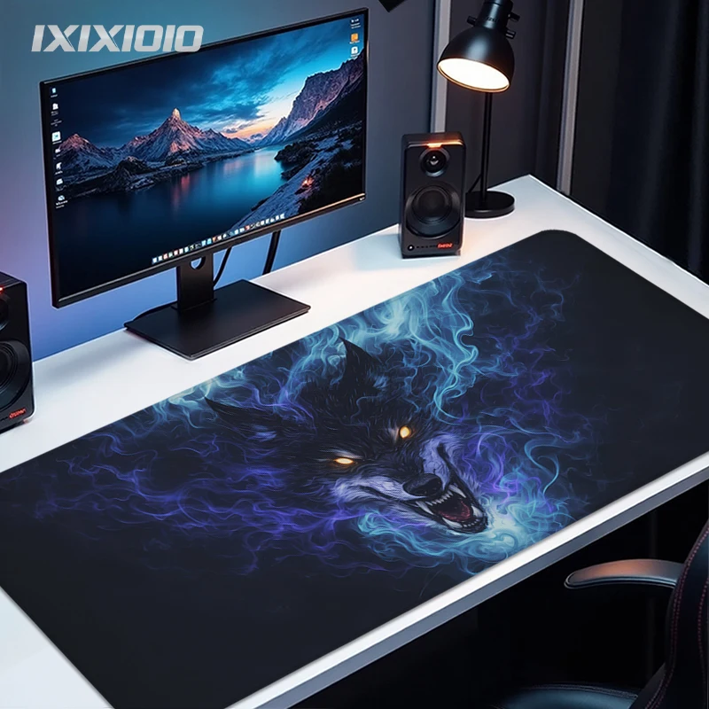 Black And Blue Art Wolf Mouse Pad Gaming XL Large Computer New Mousepad XXL MousePads Carpet Office Computer Desktop Mouse Pad