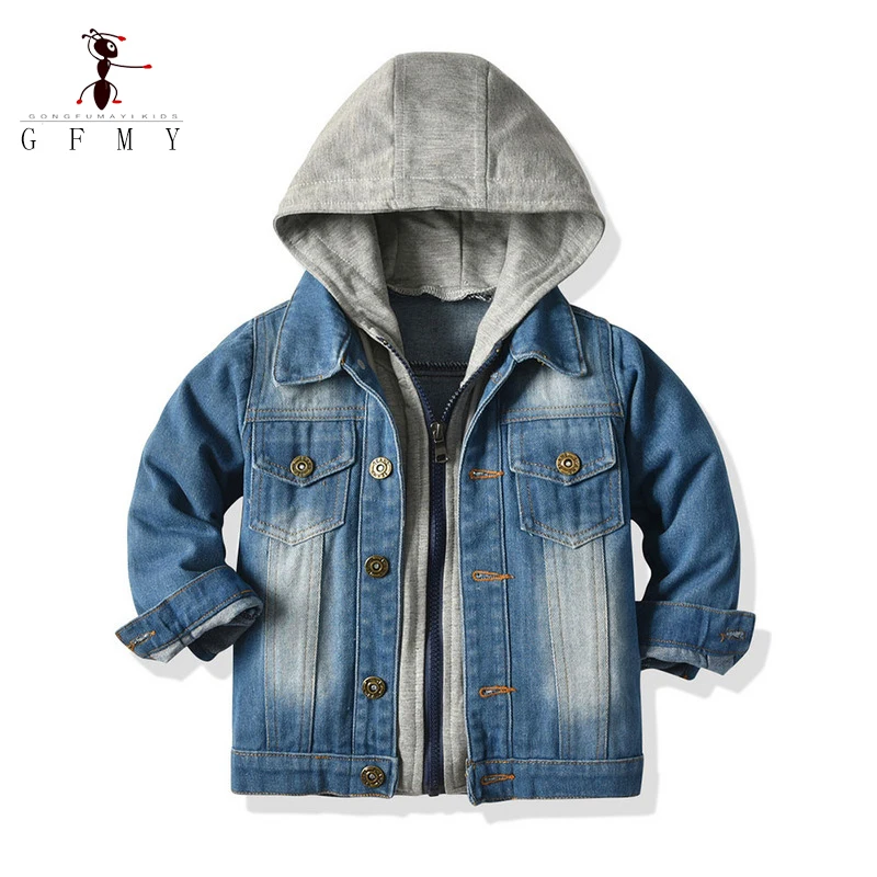 

Children's Hooded Coat Spring Autumn Boy Girl Denim Jacket Fashion Zipper Outerwear Unisex Long sleeved jackets Korean Style3123