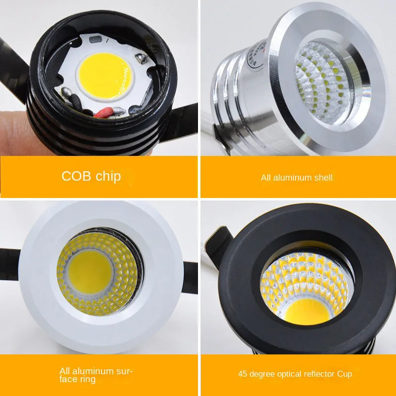 Interior LED embutido Spot Lights, COB Down Light, lâmpada do teto, escadaria, corredor, gabinete de exibição, quarto, casa, 6pcs