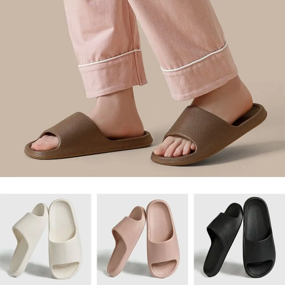 

Модные удобные женские тапочки, мягкие тапочки из ПВХ для ванной, нескользящие однотонные пляжные сандалии для домашнего использования