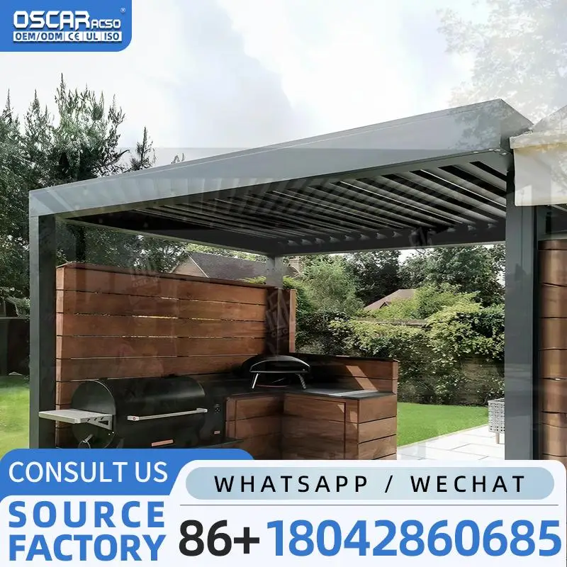 Adjustable Outdoor Aluminium Louvered Pergola for Garden Balcony Customizable Motorized Modern Bioclimatic pergola