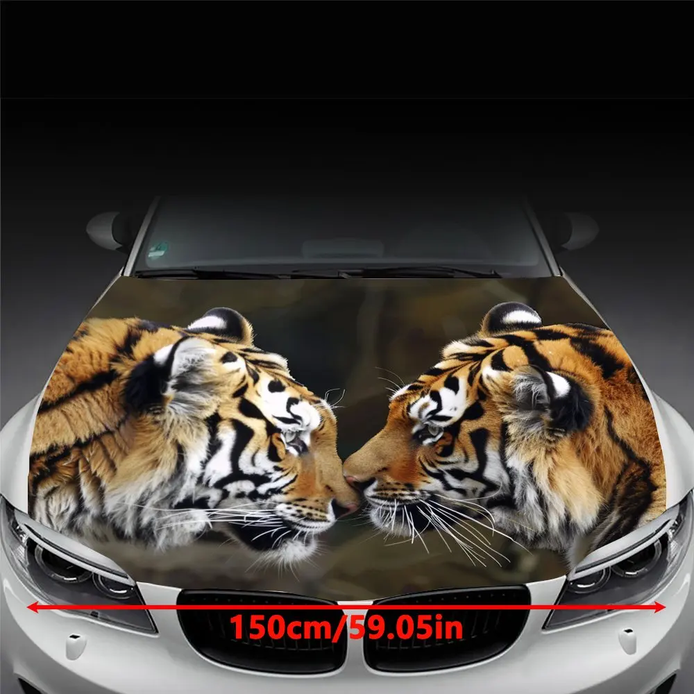 Striking Tiger Themed Car Decals - Easy Application and Removal