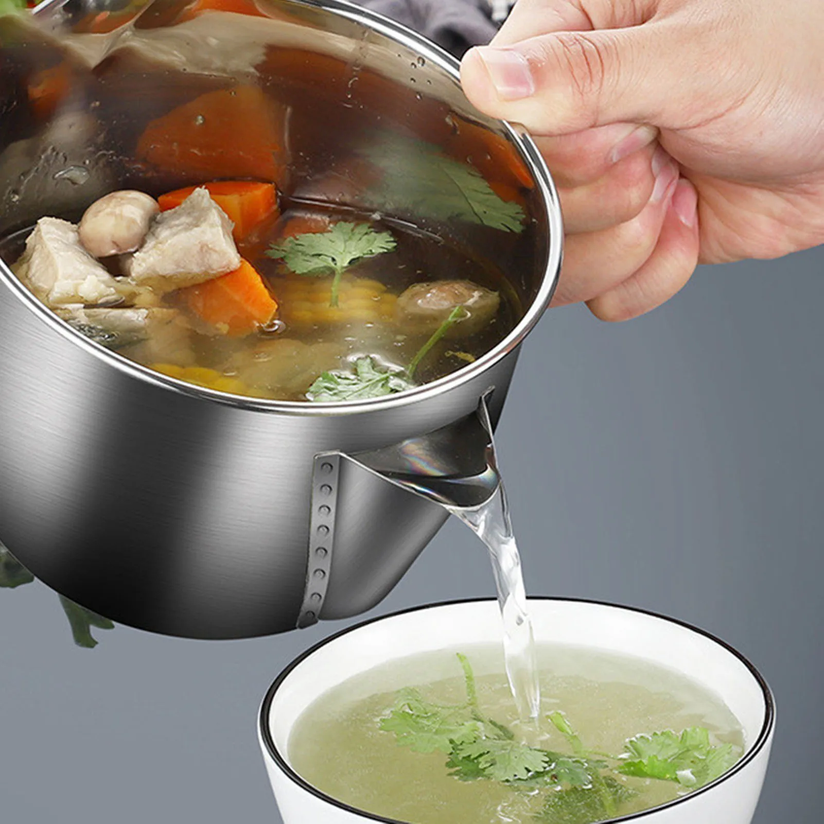 Edelstahl Suppe Schüssel Soße Öl Fett Separator Topf Küche Fett Öler Filter Sieb Schüssel Home Küche Kochen Werkzeuge